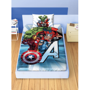 COMPLETO LENZUOLA 3 PEZZI AVENGERS MARVEL PER LETTO UNA PIAZZA E MEZZA LENZUOLA IN 100% COTONE
