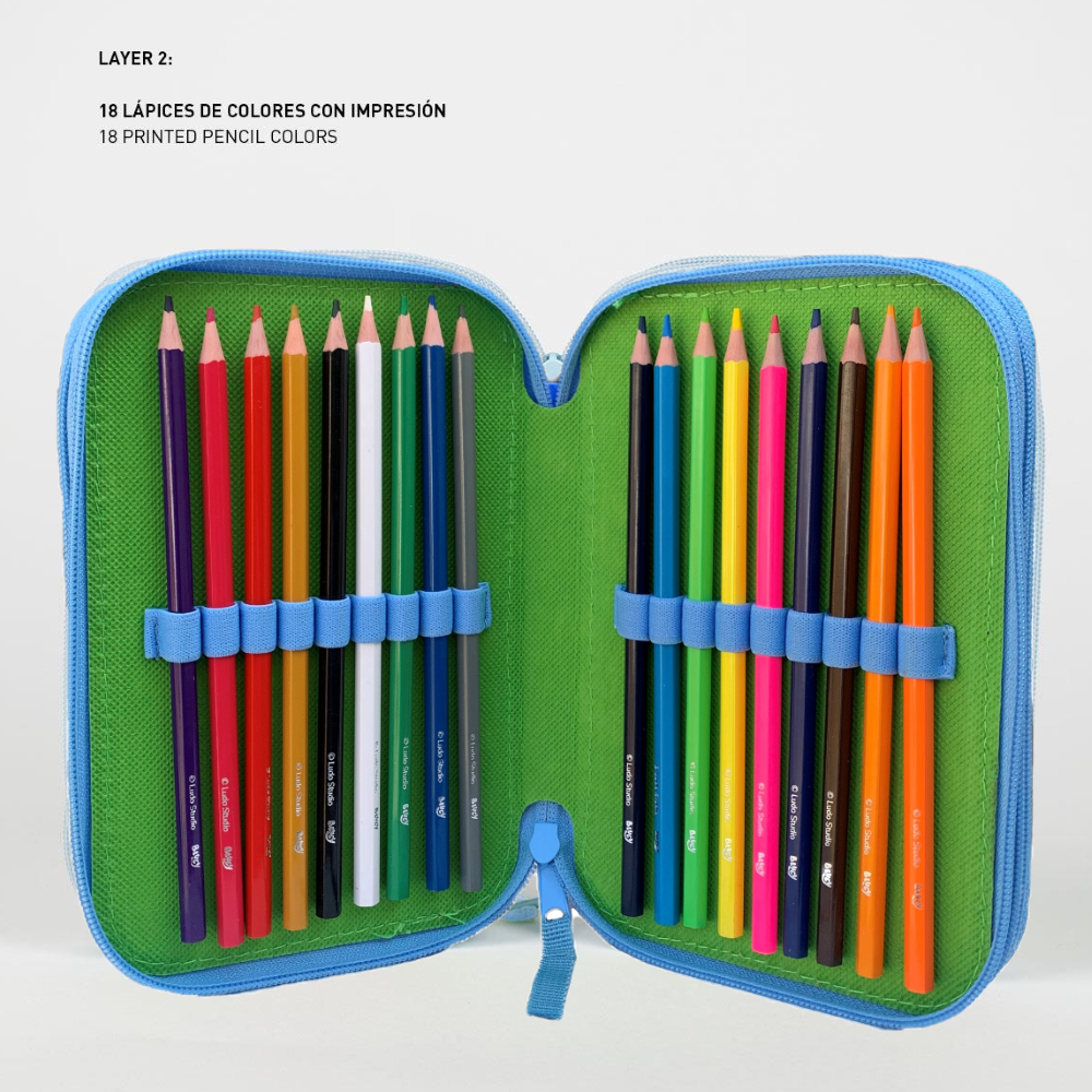 ASTUCCIO SCUOLA BLUEY MULTISCOMPARTO 3 ZIP PORTACOLORI GIOTTO - 0945