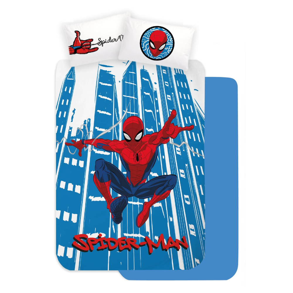 COMPLETO LENZUOLA 3 PEZZI SPIDERMAN MARVEL PER LETTO UNA PIAZZA E MEZZA LENZUOLA IN 100% COTONE