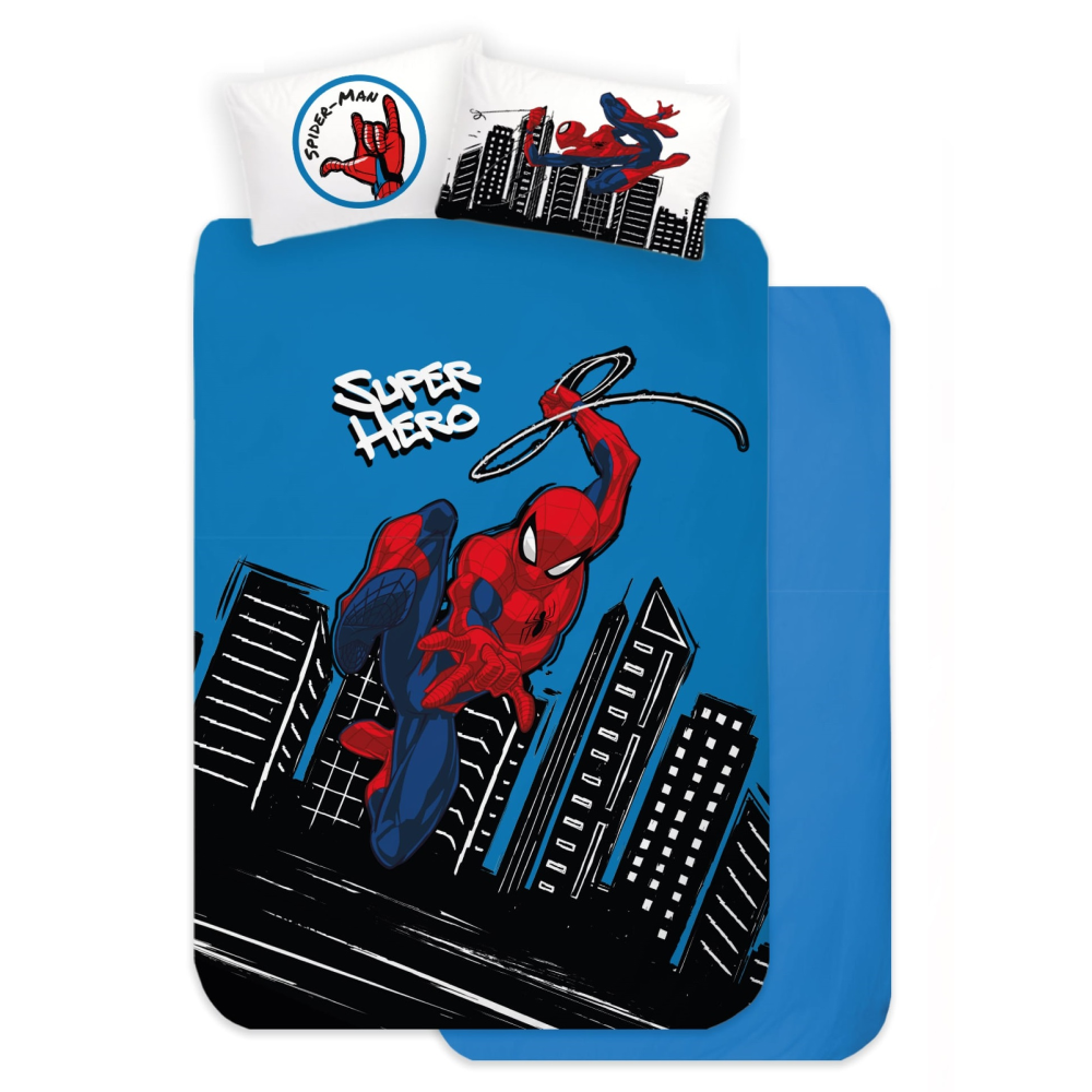 COMPLETO LENZUOLA 3 PEZZI SPIDERMAN MARVEL PER LETTO UNA PIAZZA E MEZZA LENZUOLA IN 100% COTONE