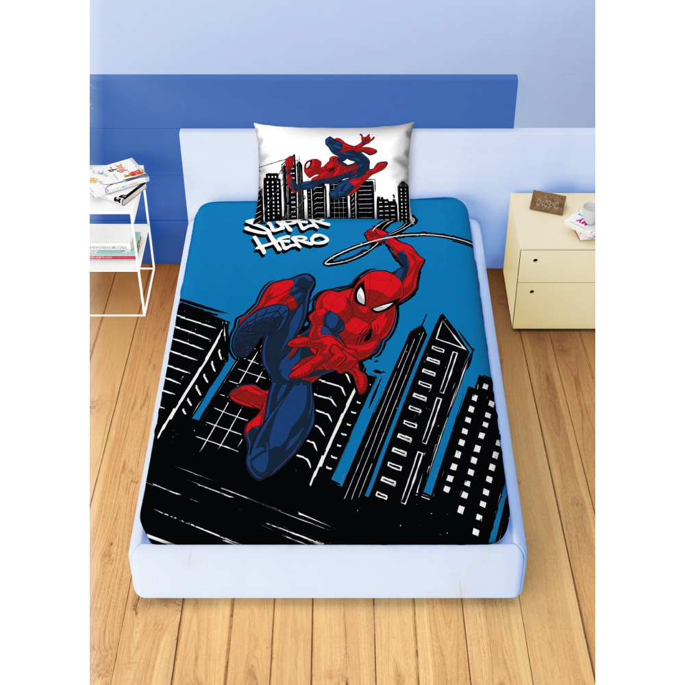 COMPLETO LENZUOLA 3 PEZZI SPIDERMAN MARVEL PER LETTO UNA PIAZZA E MEZZA LENZUOLA IN 100% COTONE