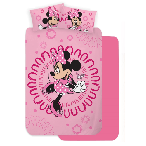 COMPLETO LENZUOLA 3 PEZZI MINNIE DISNEY PER LETTO UNA PIAZZA E MEZZA LENZUOLA IN 100% COTONE