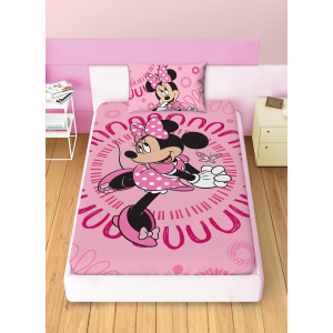 COMPLETO LENZUOLA 3 PEZZI MINNIE DISNEY PER LETTO UNA PIAZZA E MEZZA LENZUOLA IN 100% COTONE