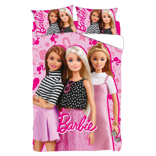 COMPLETO LENZUOLA 3 PEZZI BARBIE PER LETTO UNA PIAZZA E MEZZA LENZUOLA IN 100% COTONE