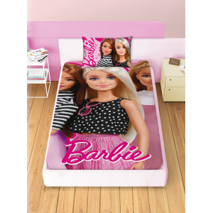 COMPLETO LENZUOLA 3 PEZZI BARBIE PER LETTO UNA PIAZZA E MEZZA LENZUOLA IN 100% COTONE