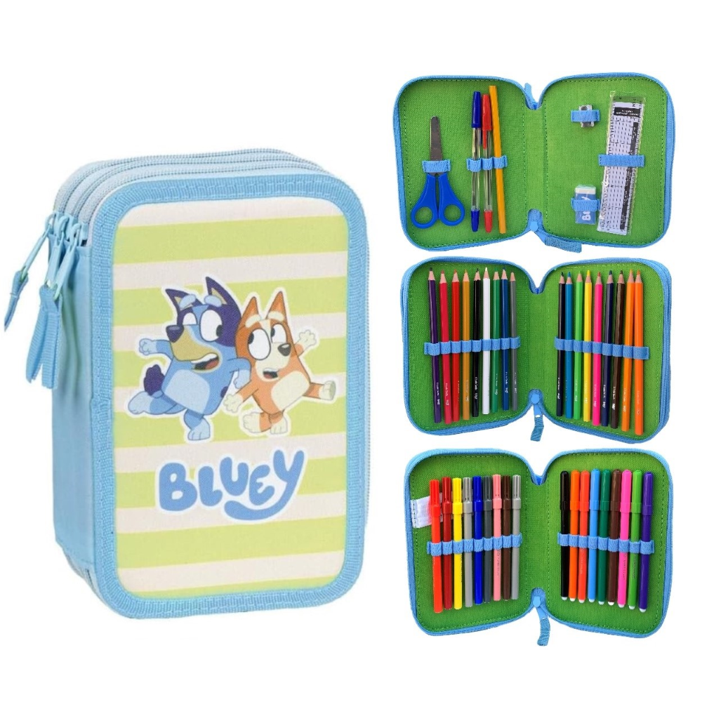 ASTUCCIO SCUOLA BLUEY MULTISCOMPARTO 3 ZIP PORTACOLORI GIOTTO - 0945