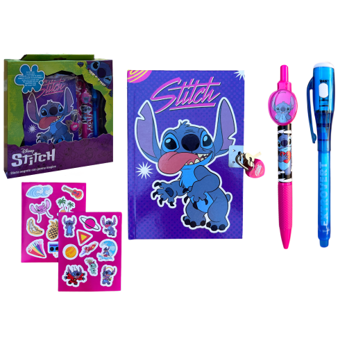 DIARIO SEGRETO STITCH DISNEY CON PENNA MAGICA ADESIVI IN CONFEZIONE - LST0822