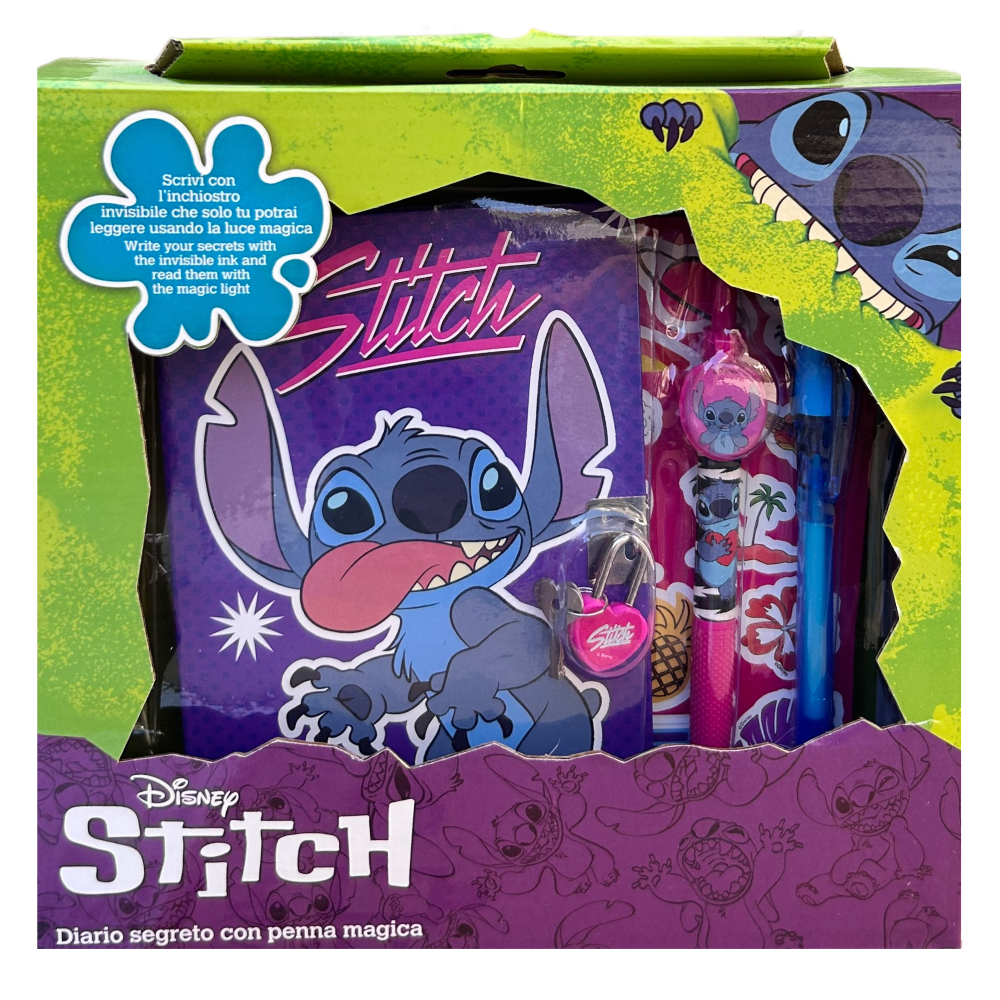 DIARIO SEGRETO STITCH DISNEY CON PENNA MAGICA ADESIVI IN CONFEZIONE - LST0822