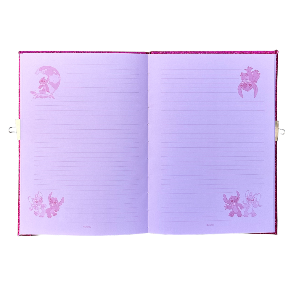 DIARIO SEGRETO GLITTER ANGEL STITCH DISNEY CON PENNA MAGICA E ACCESSORI CON CONFEZIONE - LST0824 