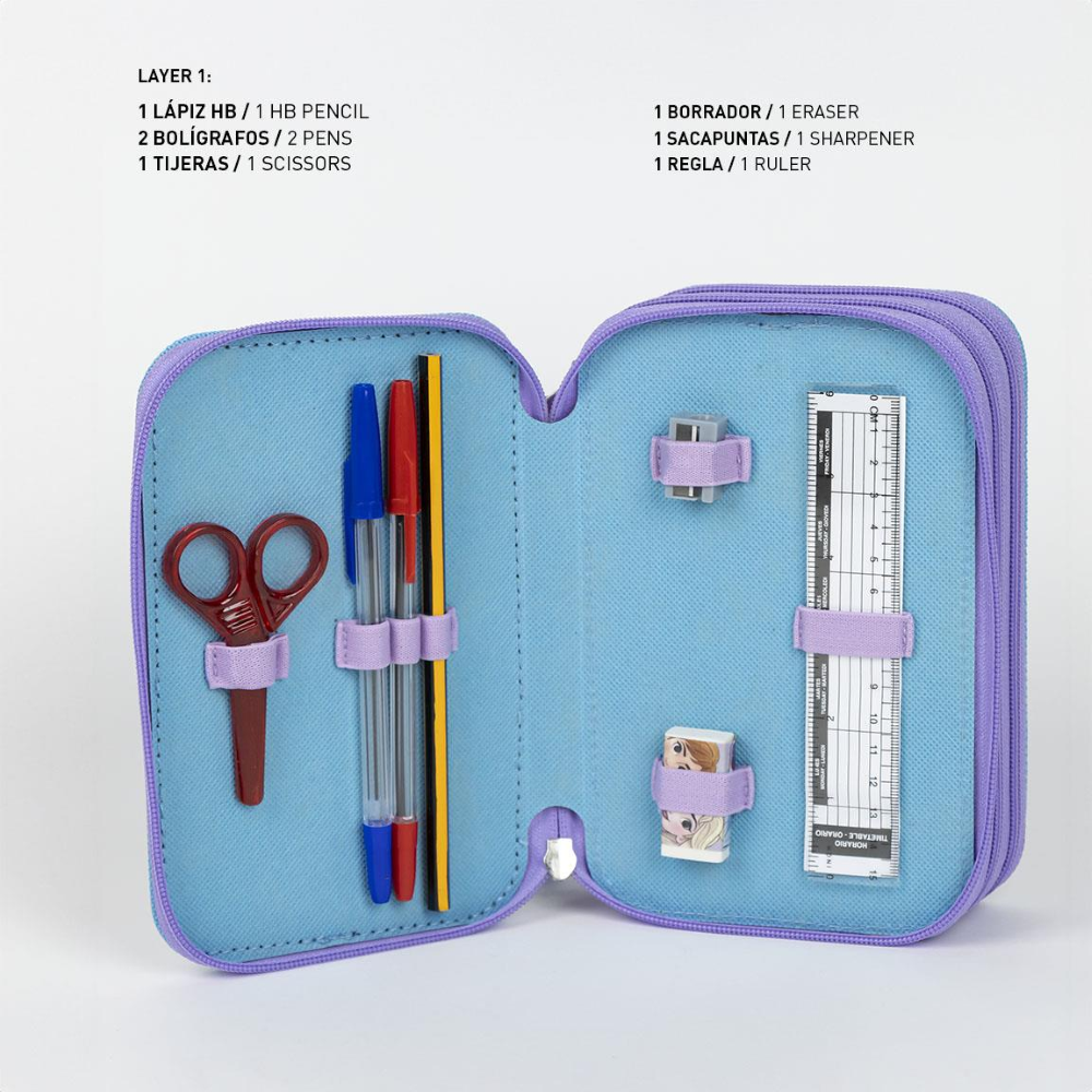 ASTUCCIO SCUOLA FROZEN DISNEY MULTISCOMPARTO 3 ZIP PORTACOLORI GIOTTO - 1296