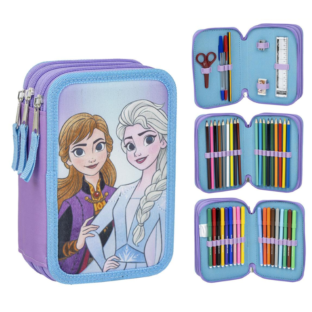 ASTUCCIO SCUOLA FROZEN DISNEY MULTISCOMPARTO 3 ZIP PORTACOLORI GIOTTO - 1296
