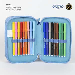 ASTUCCIO SCUOLA STITCH DISNEY MULTISCOMPARTO 3 ZIP PORTACOLORI GIOTTO - 1261