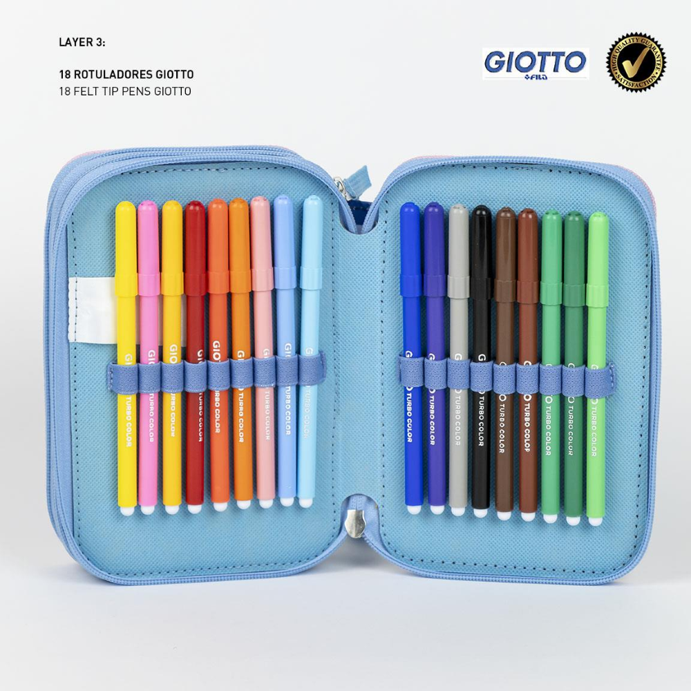 ASTUCCIO SCUOLA STITCH DISNEY MULTISCOMPARTO 3 ZIP PORTACOLORI GIOTTO - 1261