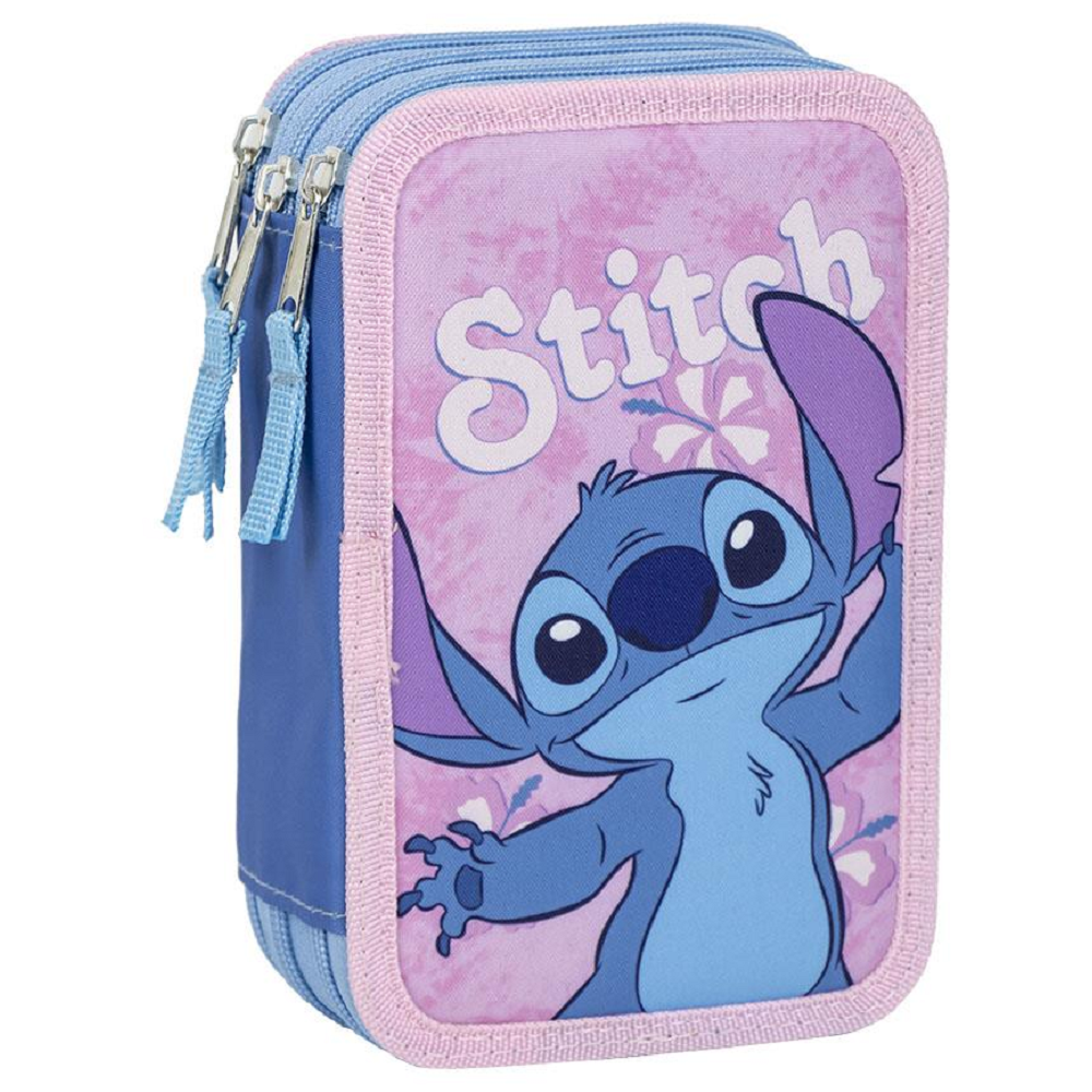 ASTUCCIO SCUOLA STITCH DISNEY MULTISCOMPARTO 3 ZIP PORTACOLORI GIOTTO - 1261