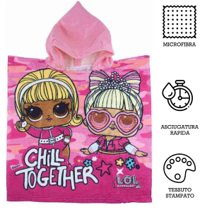 PONCHO MARE LOL SURPRISE ASCIUGAMANO ACCAPPATOIO MICROCOTONE CM110X55 100%PL- LO 0075