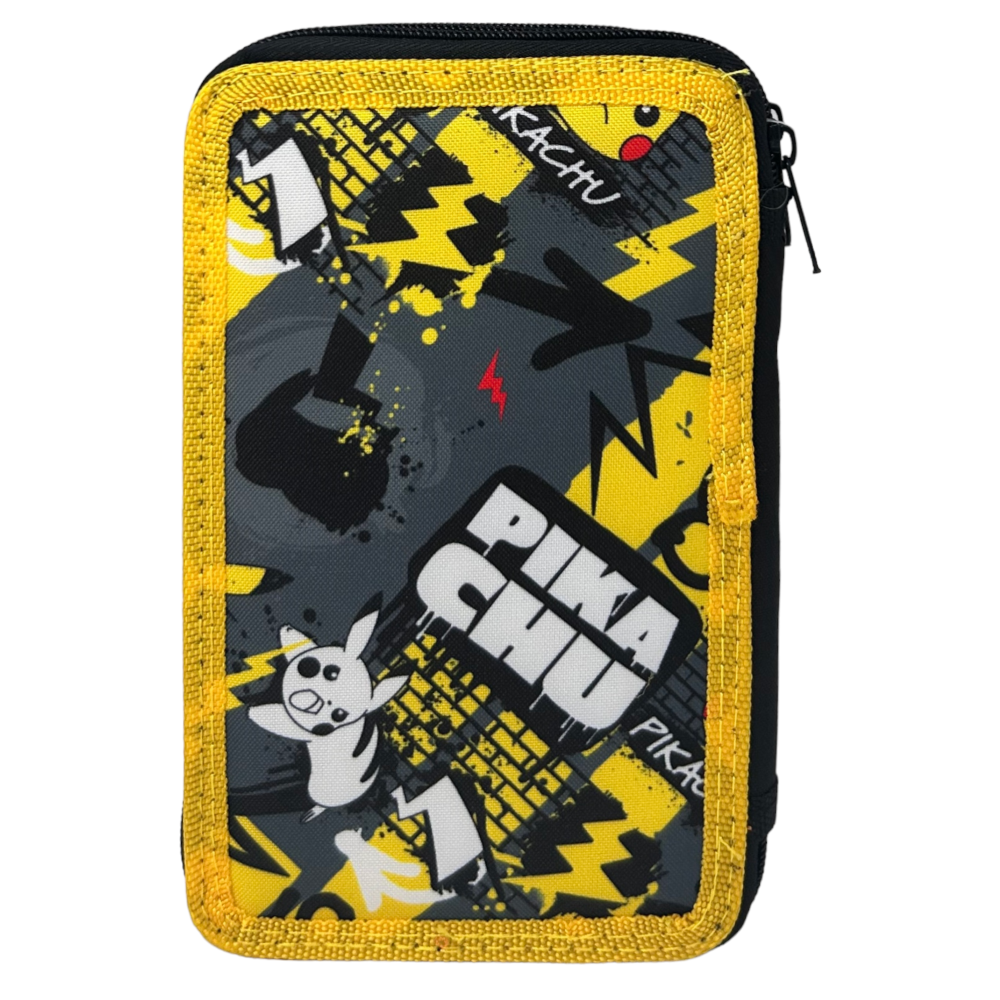 ASTUCCIO SCUOLA PIKACHU POKÉMON MULTISCOMPARTO 3 ZIP PORTACOLORI GIOTTO - 1004E2264
