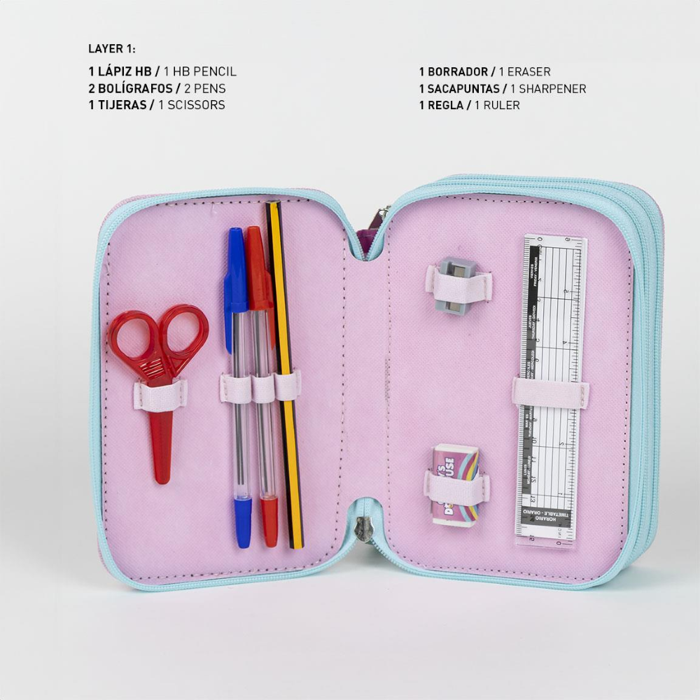 ASTUCCIO SCUOLA GABBY'S DOLLHOUSE MULTISCOMPARTO 3 ZIP PORTACOLORI GIOTTO - 1262