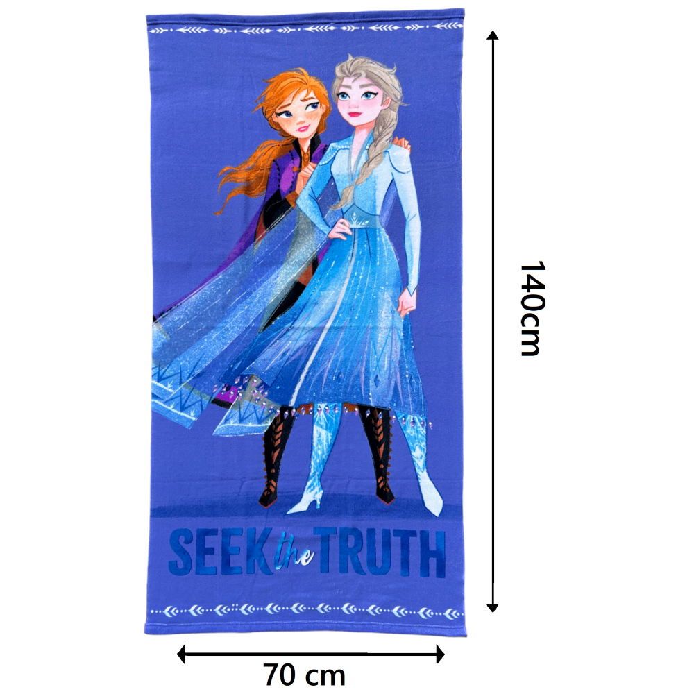 TELO MARE FROZEN II DISNEY ELSA ANNA IN MICROSPUGNA DI POLIESTERE CM. 140X70 100%PL 