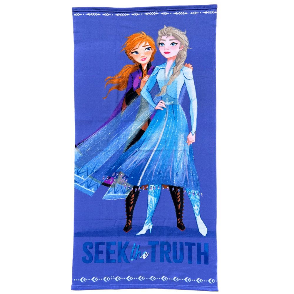 TELO MARE FROZEN II DISNEY ELSA ANNA IN MICROSPUGNA DI POLIESTERE CM. 140X70 100%PL 