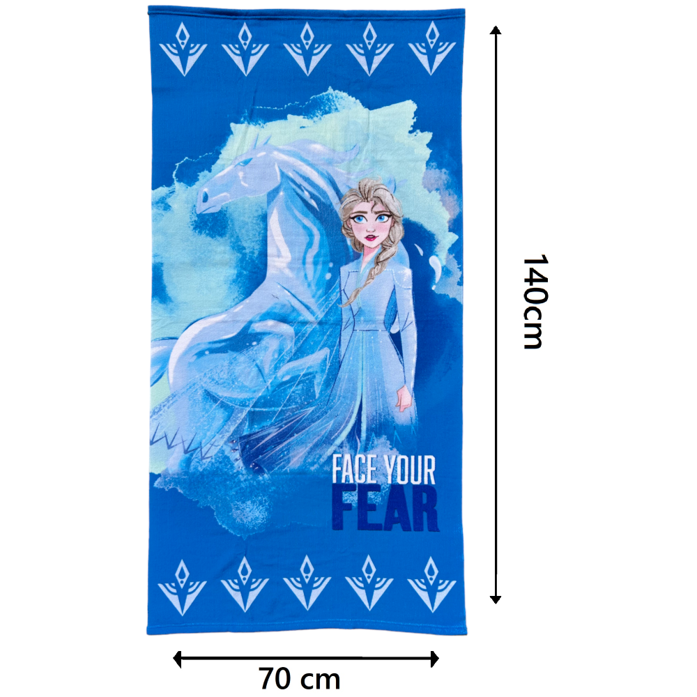 TELO MARE FROZEN II DISNEY ELSA E NOKK IN MICROSPUGNA DI POLIESTERE CM. 140X70 100%PL