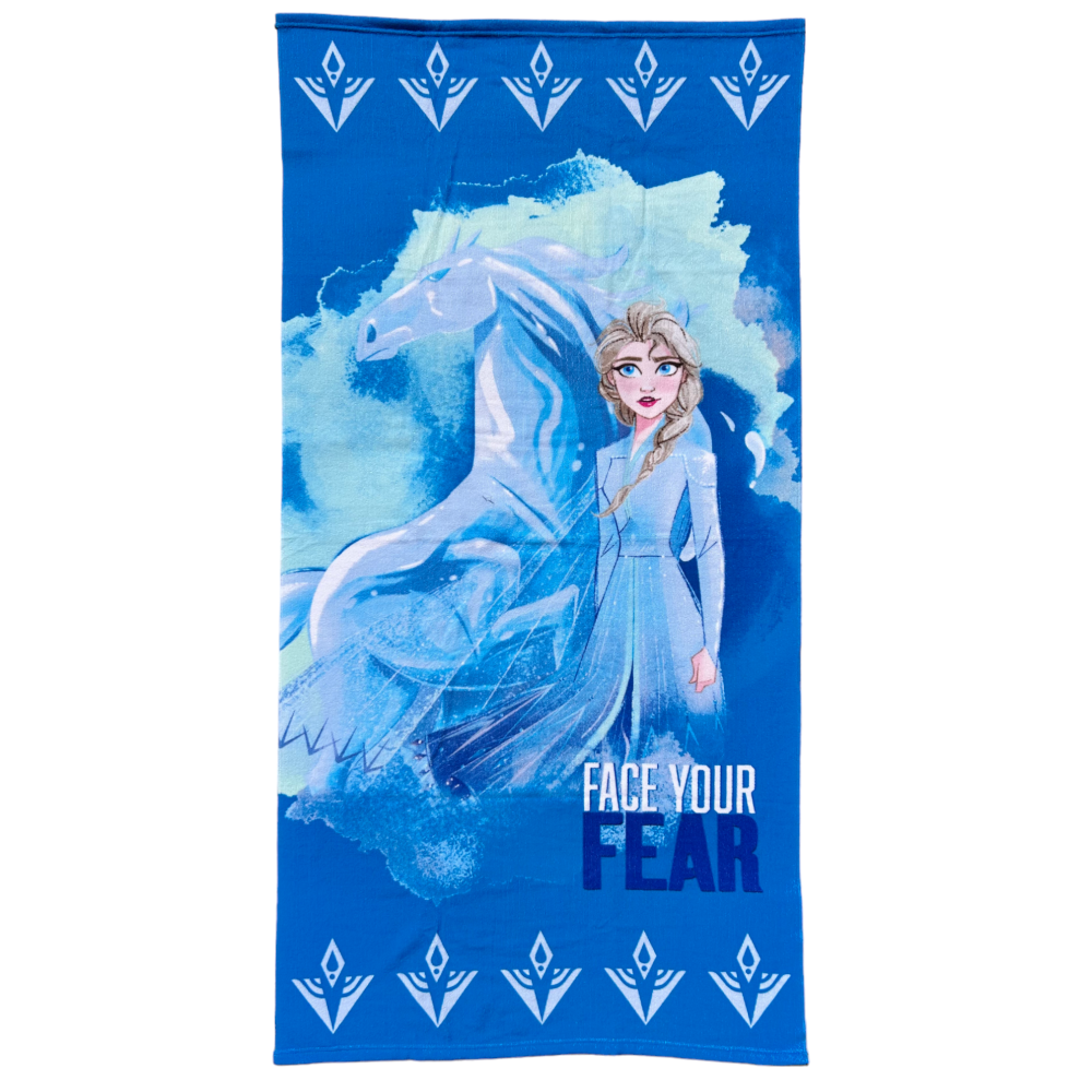 TELO MARE FROZEN II DISNEY ELSA E NOKK IN MICROSPUGNA DI POLIESTERE CM. 140X70 100%PL