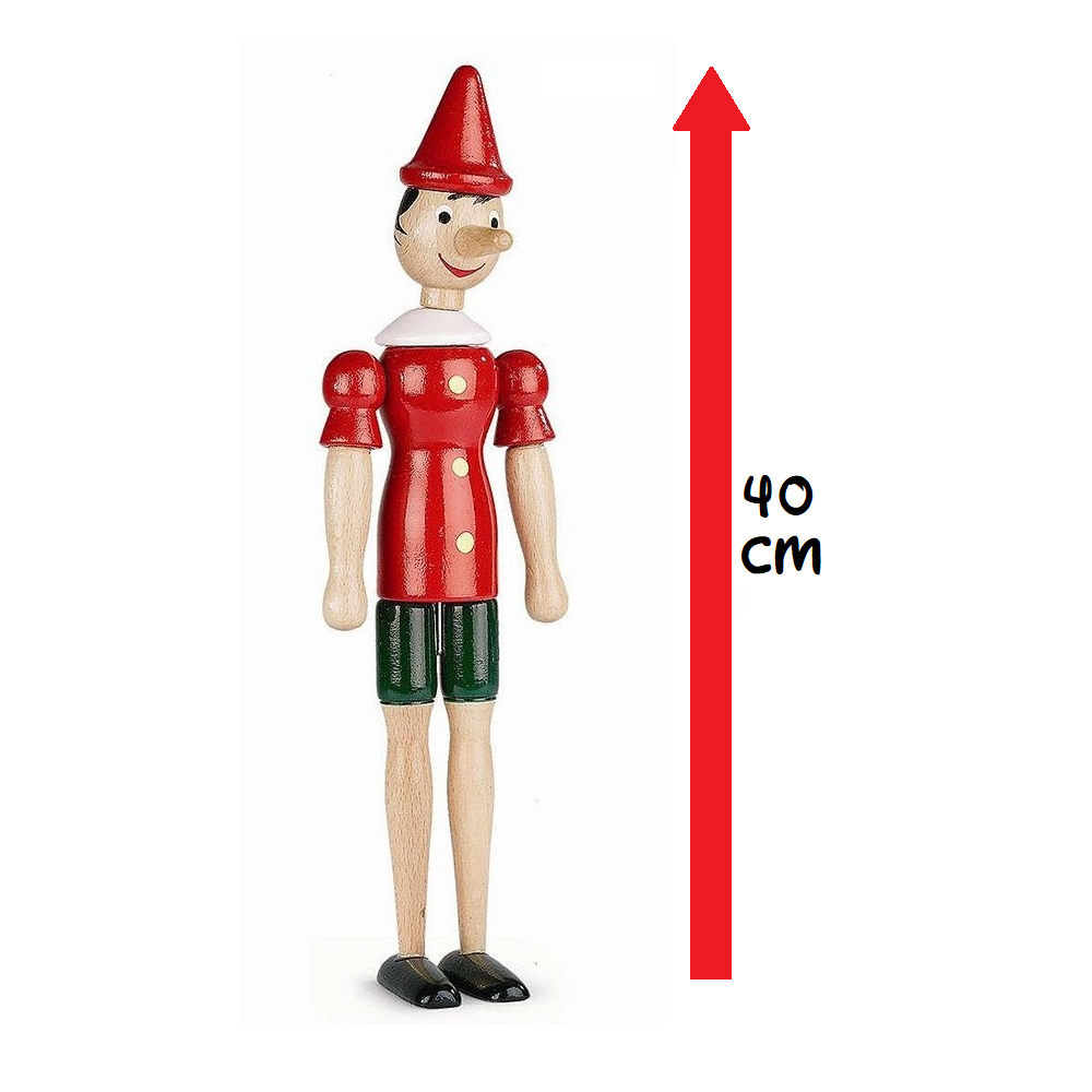 PINOCCHIO BURATTINO MARIONETTA FIGURA IN LEGNO SNODABILE CM.40  - 20704
