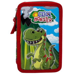 ASTUCCIO SCUOLA 3D DINOSAURI COOL MONSTER MULTISCOMPARTO 3 ZIP PORTACOLORI PENNARELLI GIOTTO - DIN0972