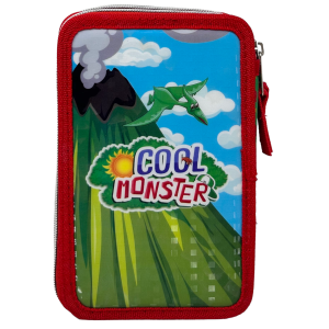 ASTUCCIO SCUOLA 3D DINOSAURI COOL MONSTER MULTISCOMPARTO 3 ZIP PORTACOLORI PENNARELLI GIOTTO - DIN0972