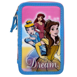 ASTUCCIO SCUOLA 3D PRINCIPESSE DISNEY MULTISCOMPARTO 3 ZIP PORTACOLORI PENNARELLI GIOTTO - PR0972