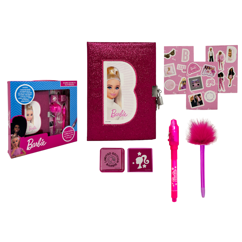 DIARIO SEGRETO GLITTER BARBIE CON PENNA MAGICA E ACCESSORI CON CONFEZIONE - BR0824 