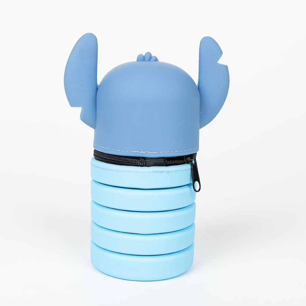 TOMBOLINO IN SILICONE STITCH DISNEY ASTUCCIO ESTENSIBILE PORTACOLORI 19 CM CON PERSONAGGIO 3D - 1213