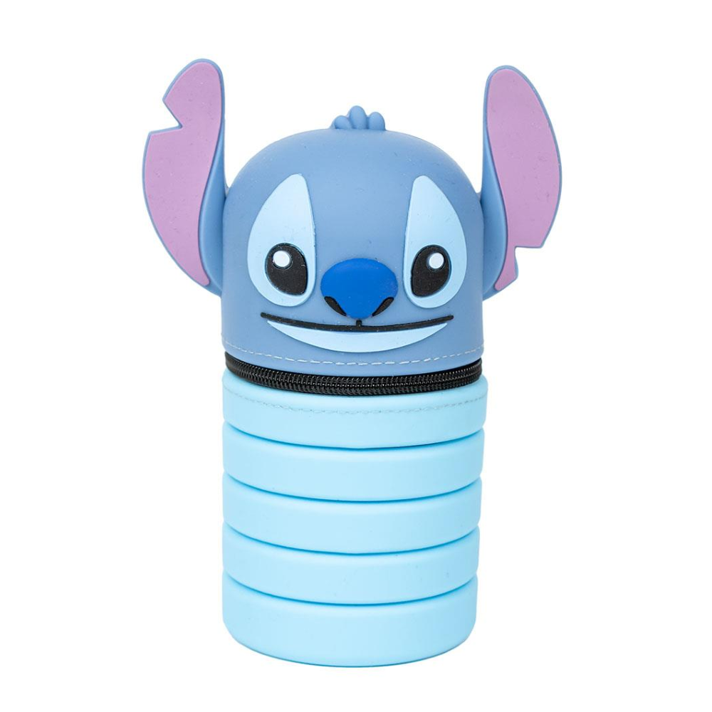 TOMBOLINO IN SILICONE STITCH DISNEY ASTUCCIO ESTENSIBILE PORTACOLORI 19 CM CON PERSONAGGIO 3D - 1213