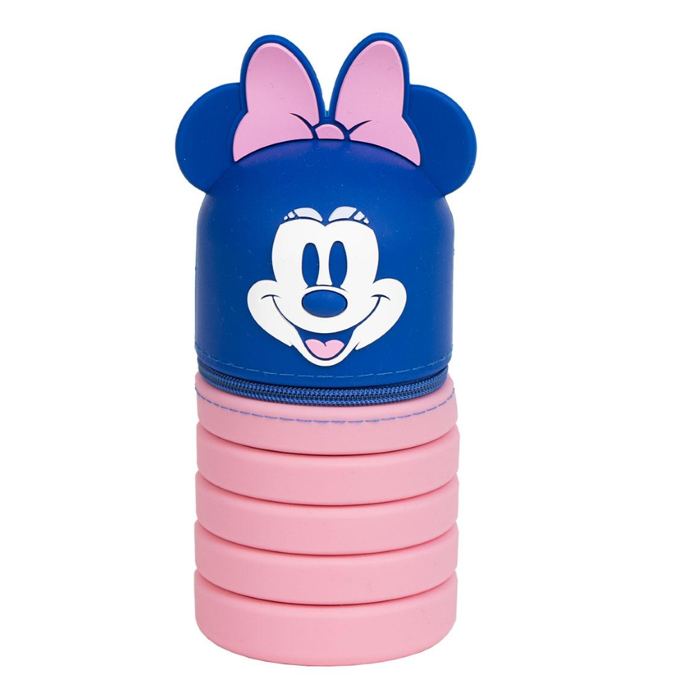 TOMBOLINO IN SILICONE MINNIE DISNEY ASTUCCIO ESTENSIBILE PORTACOLORI 19 CM CON PERSONAGGIO 3D - 1214