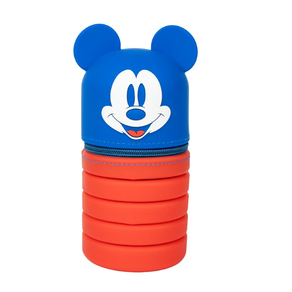 TOMBOLINO IN SILICONE MICKEY MOUSE DISNEY ASTUCCIO ESTENSIBILE PORTACOLORI 19 CM CON PERSONAGGIO 3D - 1227