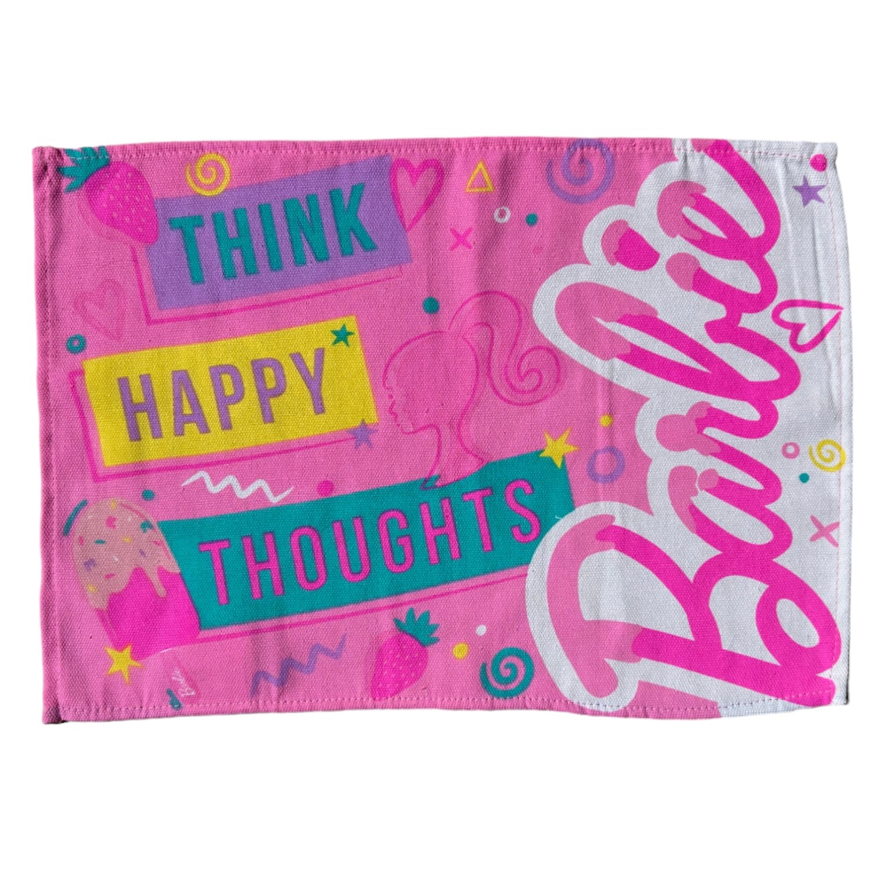 TOVAGLIETTA BARBIE MISTO COTONE LAVABILE RIPIEGABILE DA COLAZIONE PRANZO CM 45 X 32 - B09111MC