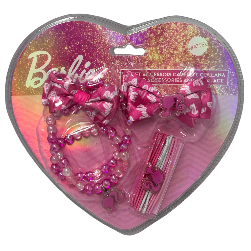 SET ACCESSORI CAPELLI E COLLANA BARBIE 14 PEZZI ELASTICI FERMAGLIO - B09132MC