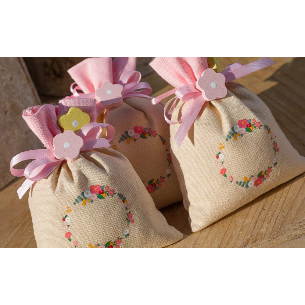 SACCHETTO IN JUTA FLOWERS DISNEY MINNIE PORTA OGGETTI 10 X 14 CM CON CONFETTI - 28955