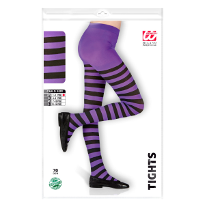 CALZE A RIGHE VIOLA E NERE COLLANT 70 DEN PER BAMBINI ACCESSORIO HALLOWEEN CARNEVALE - 0122