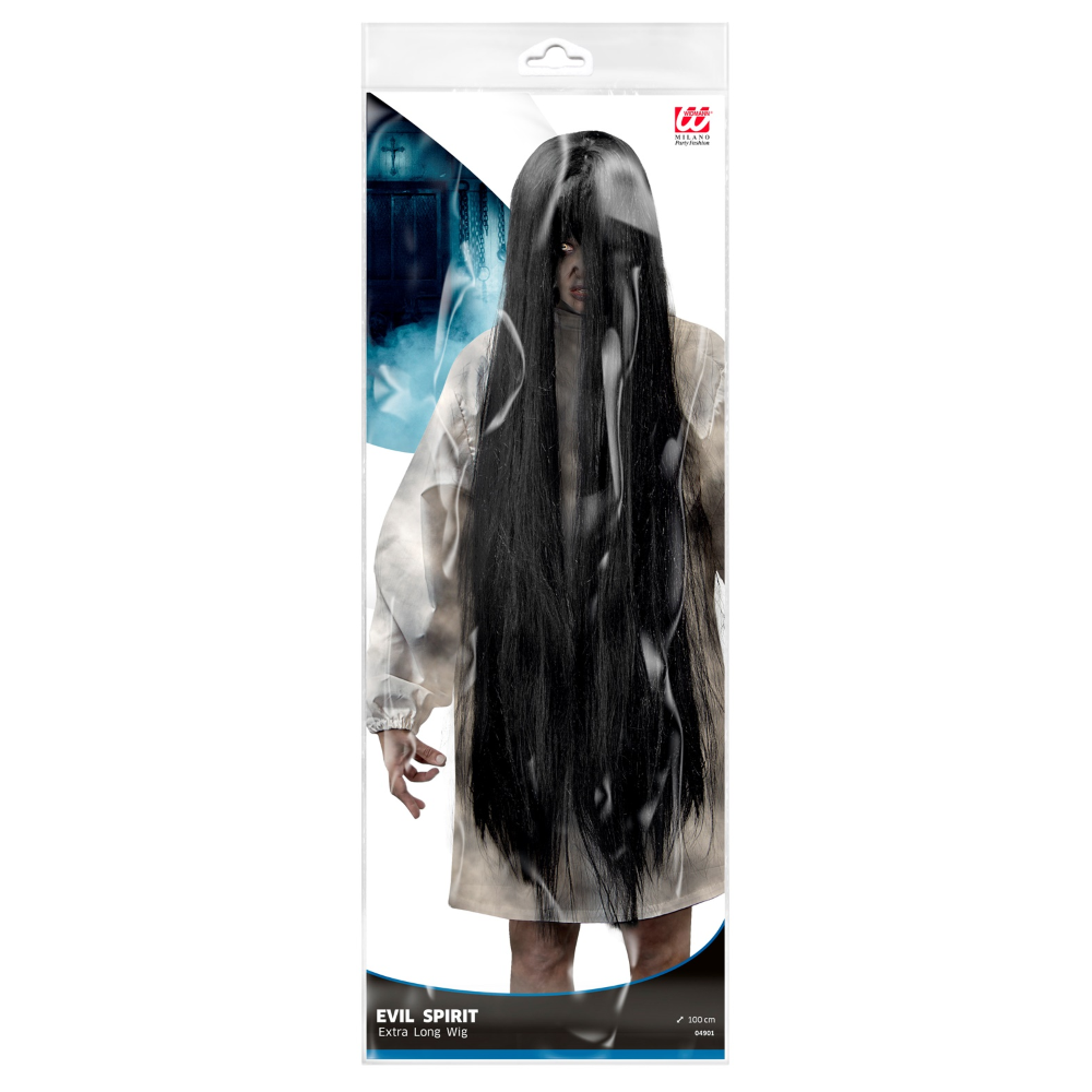 PARRUCCA SPIRITO MALIGNO NERA ACCESSORI PER ABITO VESTITO TRAVESTIMENTO HALLOWEEN - 04901
