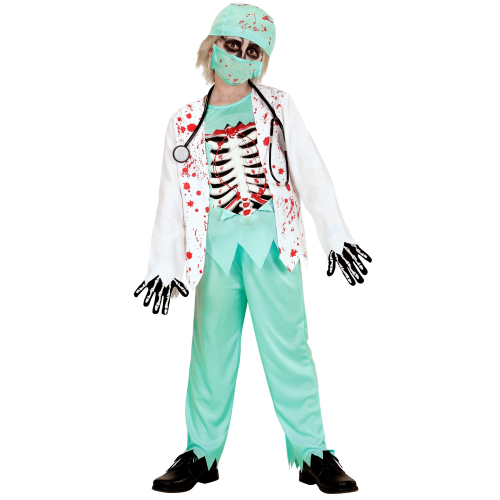 VESTITO CARNEVALE DOTTORE ZOMBIE TRAVESTIMENTO COSTUME PER HALLOWEEN DA BAMBINO - 0576