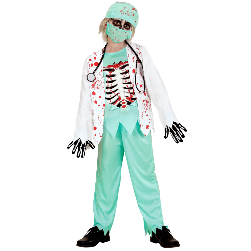 VESTITO CARNEVALE DOTTORE ZOMBIE TRAVESTIMENTO COSTUME PER HALLOWEEN DA BAMBINO - 0576