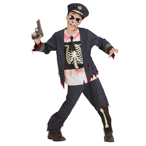 VESTITO CARNEVALE POLIZIOTTO ZOMBIE TRAVESTIMENTO COSTUME PER HALLOWEEN DA BAMBINO - 0753