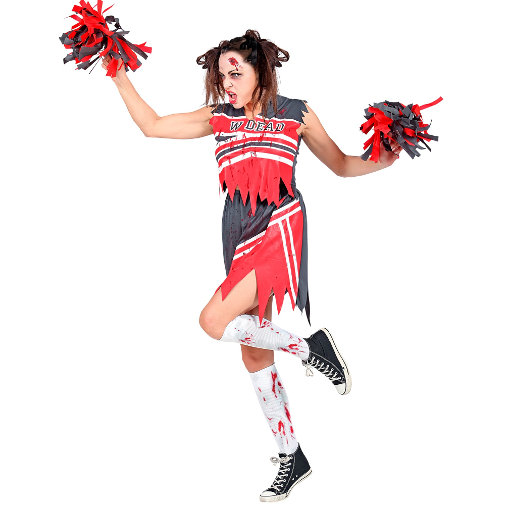 VESTITO CARNEVALE CHEERLEADER ZOMBIE TRAVESTIMENTO COSTUME HALLOWEEN ADULTO - 0985