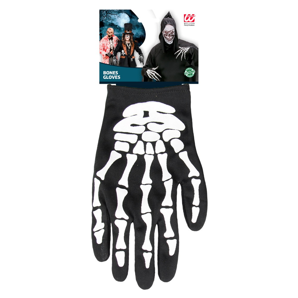 GUANTI OSSA TAGLIA UNICA ACCESSORI CARNEVALE HALLOWEEN - 34276