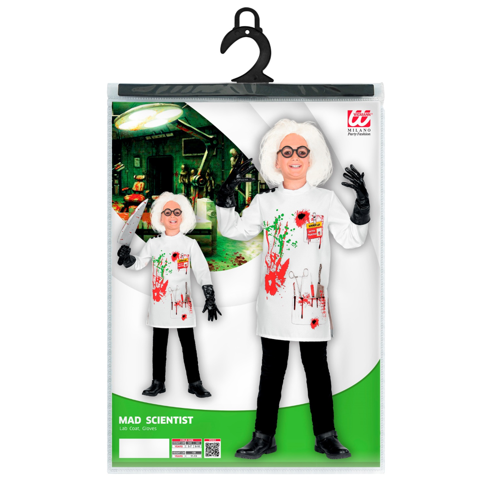 VESTITO CARNEVALE SCIENZIATO PAZZO TRAVESTIMENTO COSTUME PER HALLOWEEN DA BAMBINO - 7305