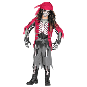 VESTITO CARNEVALE SCHELETRO PIRATA TRAVESTIMENTO COSTUME PER HALLOWEEN DA BAMBINO - 9733