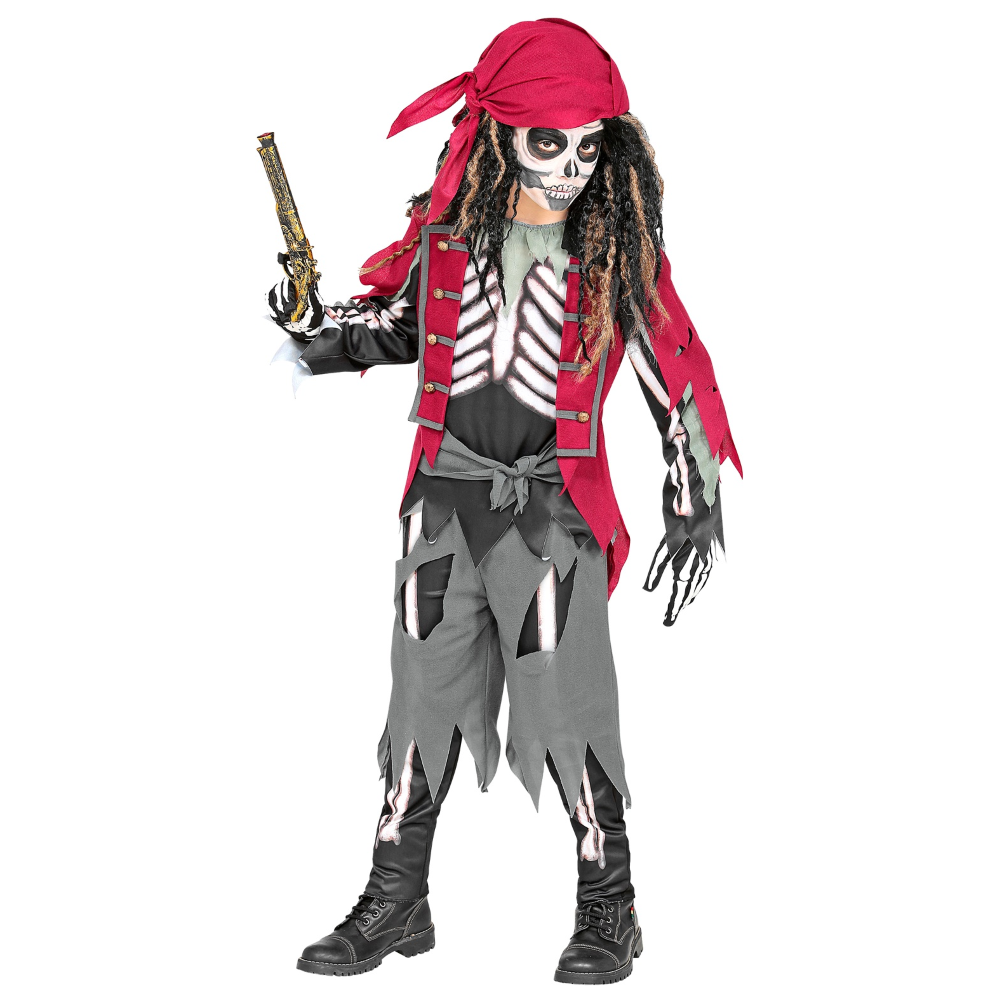 VESTITO CARNEVALE SCHELETRO PIRATA TRAVESTIMENTO COSTUME PER HALLOWEEN DA BAMBINO - 9733