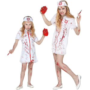 VESTITO CARNEVALE INFERMIERA ZOMBIE TRAVESTIMENTO COSTUME PER HALLOWEEN DA BAMBINO - 9902
