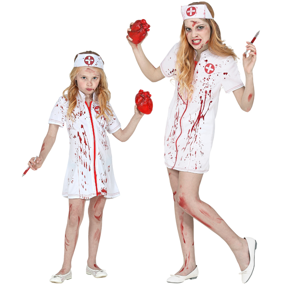 VESTITO CARNEVALE INFERMIERA ZOMBIE TRAVESTIMENTO COSTUME PER HALLOWEEN DA BAMBINO - 9902