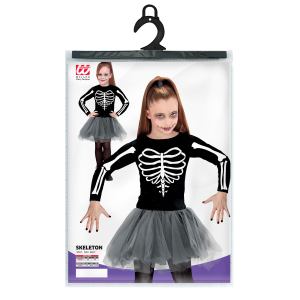VESTITO CARNEVALE SCHELETRO BALLERINA TRAVESTIMENTO COSTUME PER HALLOWEEN DA BAMBINO - 2221